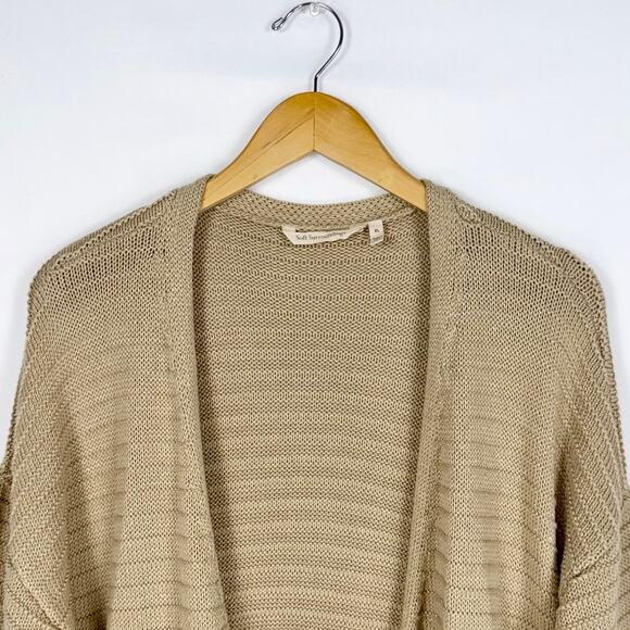 Soft Surroundings Women's Metallic Knit Longline Cardigan Sweater XL Tan - Picture 2 of 12
